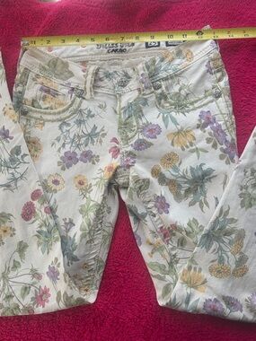 Miss Me Floral Print Cargo Ankle Skinny Jeans 25